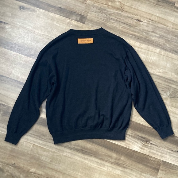 [Louis Vuitton] Rare Virgil Abloh Wool Reverse Label Uniforms Sweater Black - Picture 3 of 14